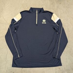Norte Dame Fighting Irish 1/4 Zip Navy Gold Mens L Colosseum NCAA